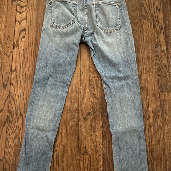 rag & bone Light Blue Distressed Straight Leg Jeans - Picture 3 of 5